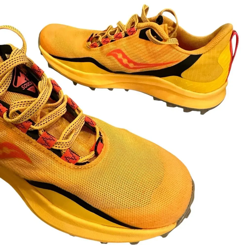 Saucony Peregrine 12 PWRRUN PWRTRAC Vizigold/Vizired Trail Running Shoe W 7.5 - Picture 4 of 16